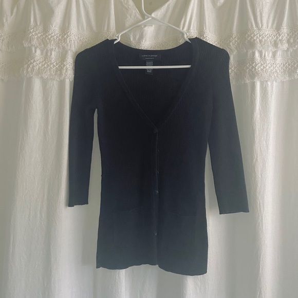 Cable & Gauge Luxury Petite Cardigan, Black - Picture 3 of 3